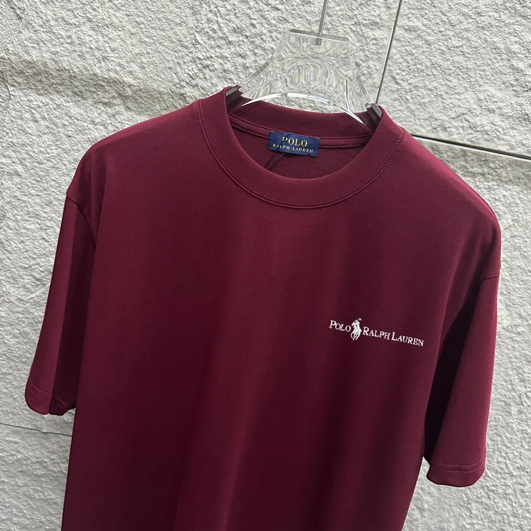 🅿️180 Polo* Ralph Lauren 2025 spring and summer new style Classic letter pony embroidery Customized double yarn plain cotton fabric Short-sleeved T-shirt Unisex Color: Black White Angora Red Size: S (90-130 pounds) M (120-150 pounds) L (140-165 pounds) XL (160-180 pounds) XXL (180-210 pounds)